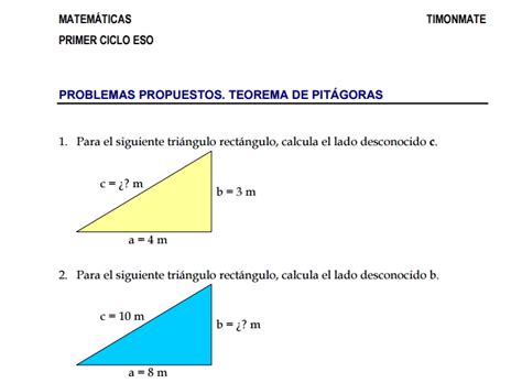 Ejercicios propuestos del teorema de Pitágoras ...