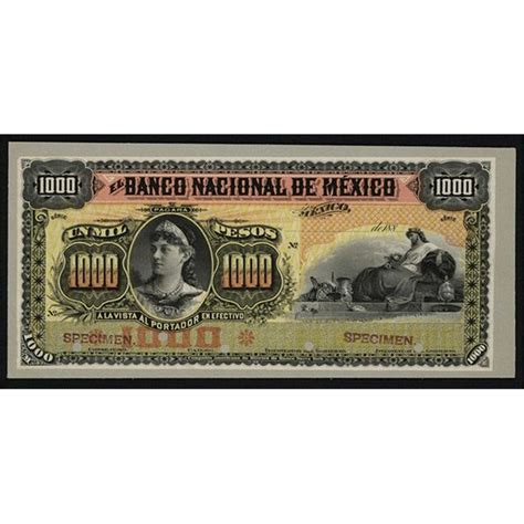 El Banco Nacional De Mexico, 1885 1913 Issue Proof.