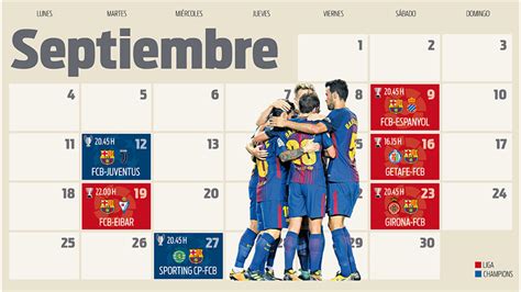 El calendario de partidos del FC Barcelona en el mes de ...