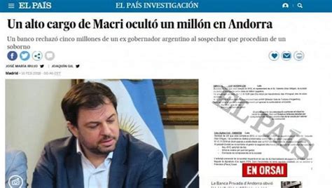 El diario español publica hoy: “Un alto cargo de Macri ...