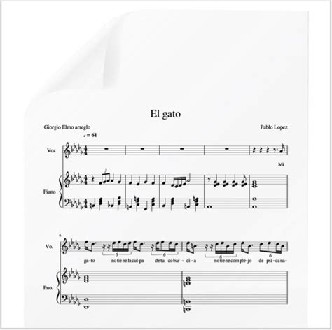 El Gato – Pablo Lopez. PDF Partitura piano y voz. Arr. by ...