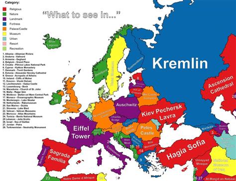 El mapa de Europa según lo que hay que ver en cada país ...
