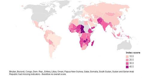 El mapa de los países del mundo que más hambre pasan