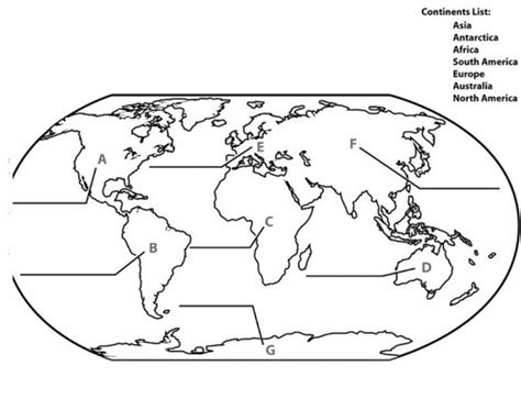 El mapa mundi y sus continentes sin pintar Imagui