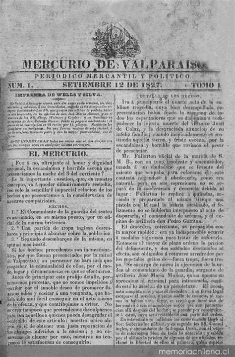 El Mercurio de Valparaíso : n° 1, 12 de septiembre de 1827 ...