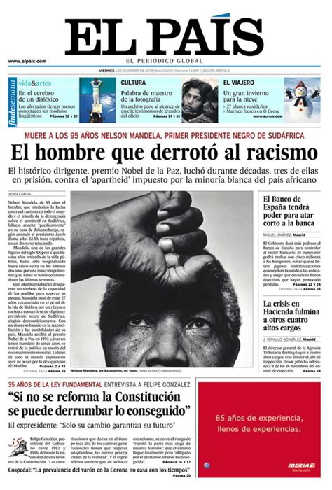 El País   Photos   Nelson Mandela s death: Headlines from ...