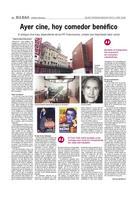 El periódico “Bilbao” sobre el “Cine Irala” – Auzoak Abian