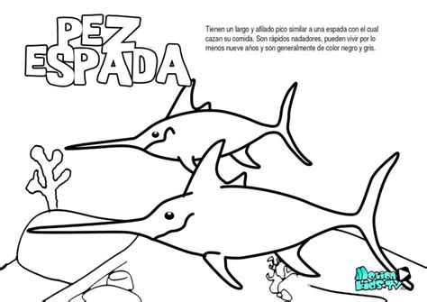 El pez espada, dibujos para colorear de peces educativos ...