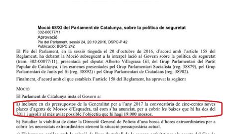 El PPC reclamó en octubre en el Parlament 500 mossos más y ...