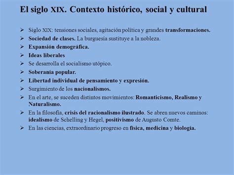 El siglo XIX. Contexto histórico, social y cultural   ppt ...
