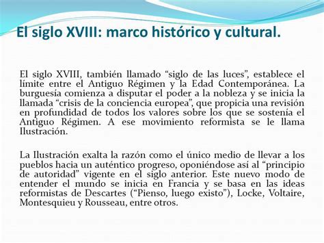 El Siglo XVIII marco histórico y cultural. Características ...