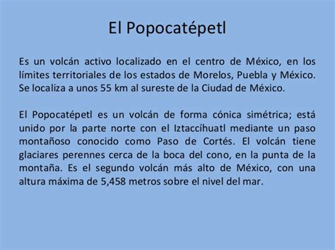 El volcán Popocatepetl