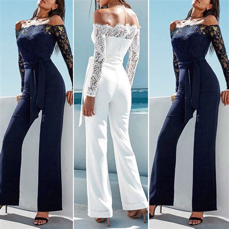 Elegant Women s Lace Long Sleeve Jumpsuit Romper Playsuit ...