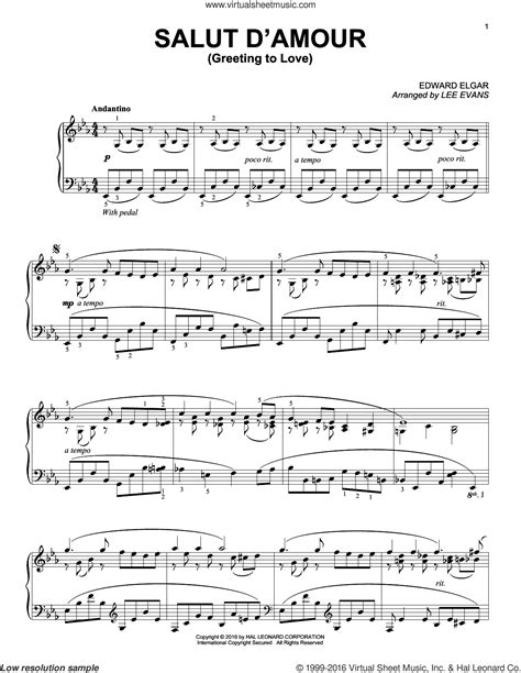 Elgar   Salut D amour  Greeting To Love  sheet music for ...