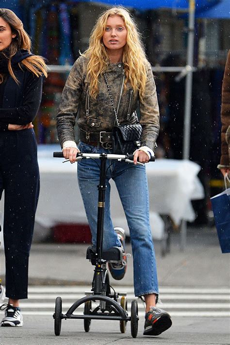 Elsa Hosk in Jeans Scooting Around in NYC