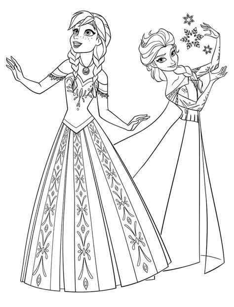Elsa y Anna para colorear, imprimir y pintar
