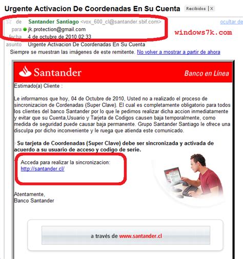 Email Falso del Banco Santander | Gadgets y programas