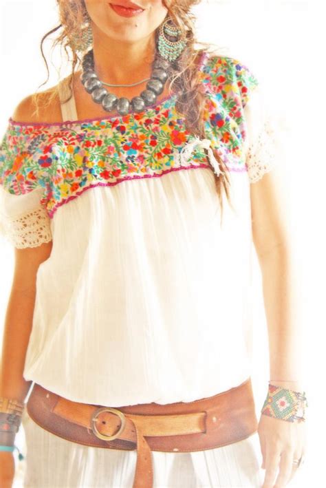 Embroidered Mexican Blouse   Long Blouse With Pants