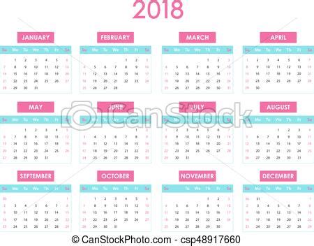 Empresa / negocio, simple, editable, calendario, 2018 ...