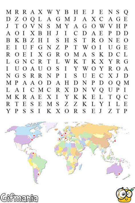 Encuentra las Capitales del Mundo en esta sopa de letras ...