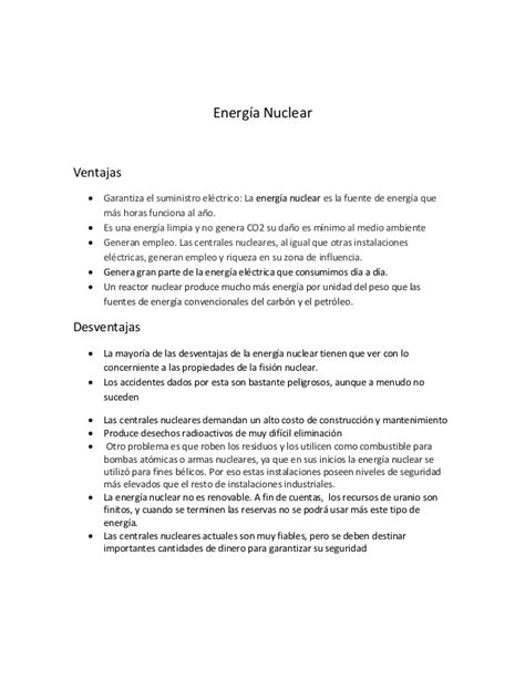 Energía nuclear .. ventajas y desventajas