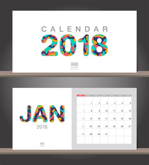 Enero 2018 calendario. plantilla de diseño moderno de ...