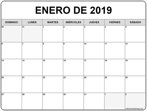enero de 2019 calendario gratis | Calendario de