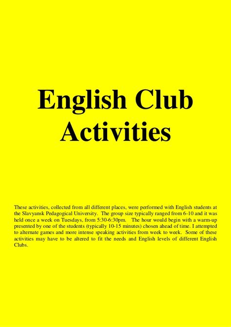 English club activities