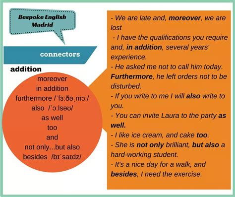 English Connectors – Addition – Materials For Learning English