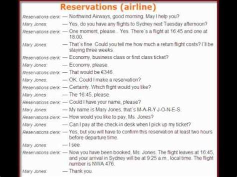English dialogues no 2 Reservations airline   YouTube