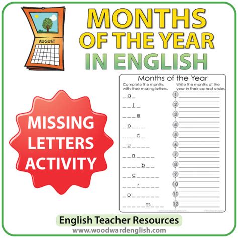English Months – Missing Letters | Woodward English