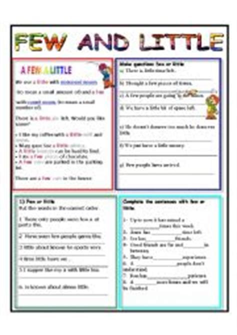 English worksheets: FEW AND LITTLE