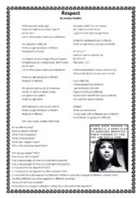 English worksheets: respect by aretha franklin  song ...