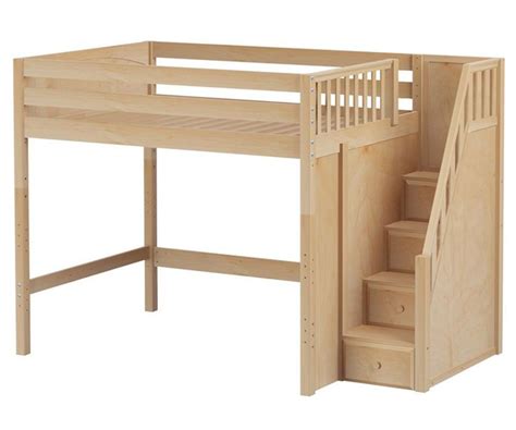 ENORMOUS full size High loft bed with Stairs natural by ...