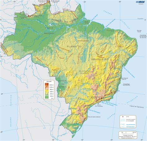 Ensino Educacional: Mapa físico do Brasil