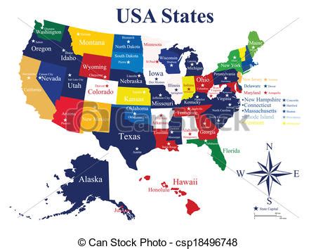 EPS vector de estados unidos de américa, mapa, estados ...