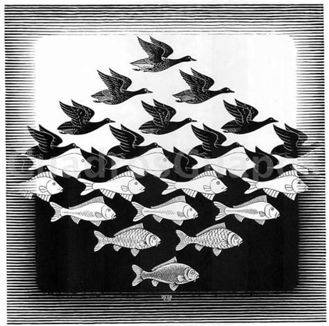 Escher, Peces y Pajaros   CuadrosGuapos.com