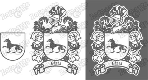 Escudo heráldico del apellido López vectorizado para corte.