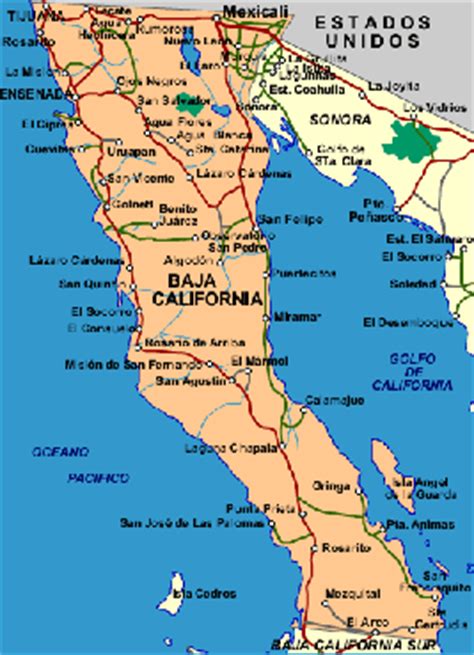 Estados de Baja California y Baja California Sur de Mxico ...