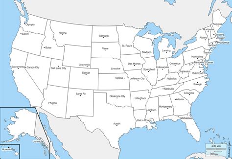Estados Unidos con Alaska y Hawai Mapa gratuito, mapa mudo ...