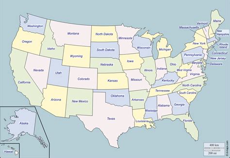 Estados Unidos con Alaska y Hawai Mapa gratuito, mapa mudo ...