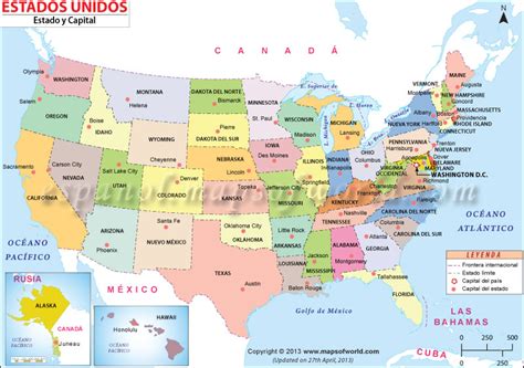 Estados Unidos Estados y Capitales Mapa | EE.UU. mapa con ...