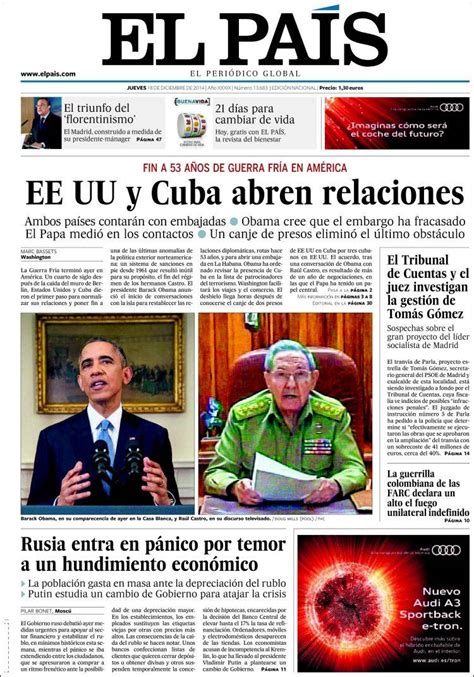 Estados Unidos y Cuba en las tapas de los diarios del ...