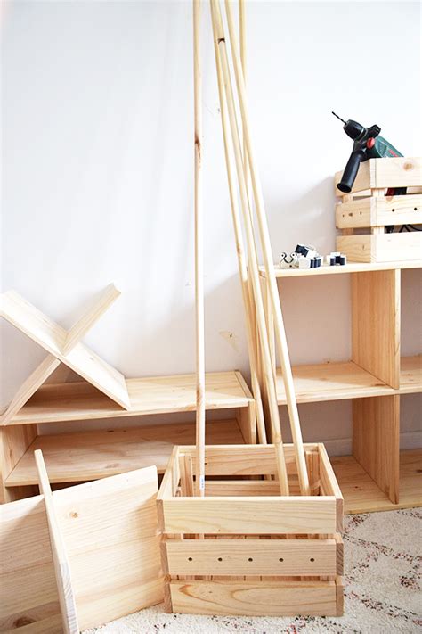 Estantería modular con cajas de madera   Leroy Merlin