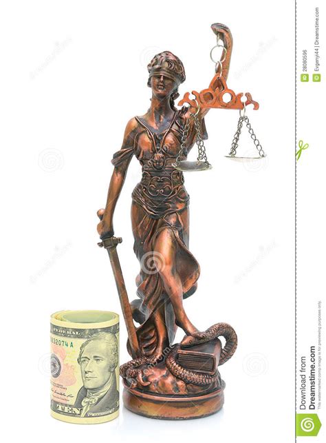 Estatua De La Justicia Y Dinero En Un Fondo Blanco Imagen ...