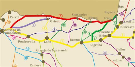 Etapas del Camino de Santiago a pie o en bici.