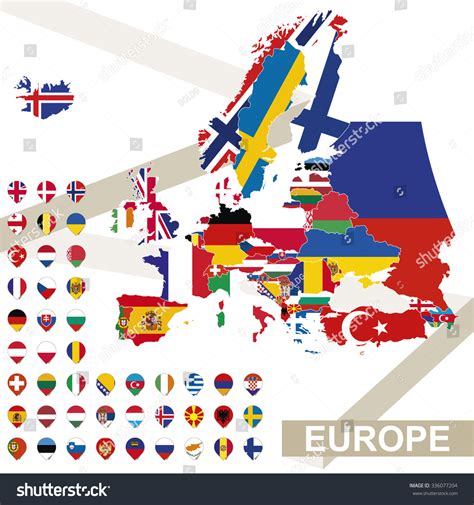 Europe Map Flags Europe Map Colored Stock Vektor 336077204 ...