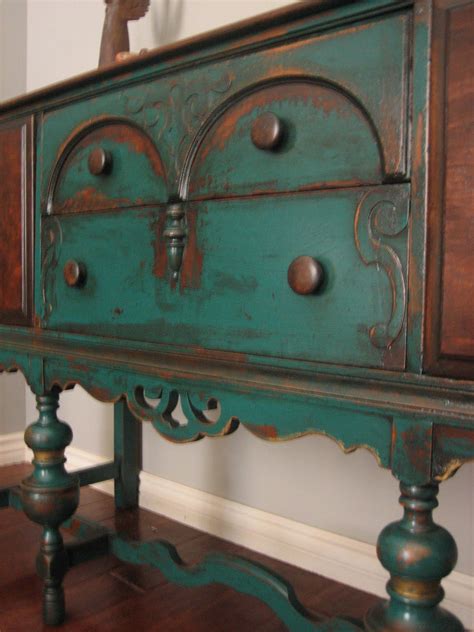 European Paint Finishes: Peacock Green Sideboard