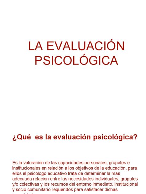 evaluación psicologica
