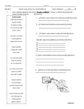 Examen sobre la poesía y sus características by Educative ...